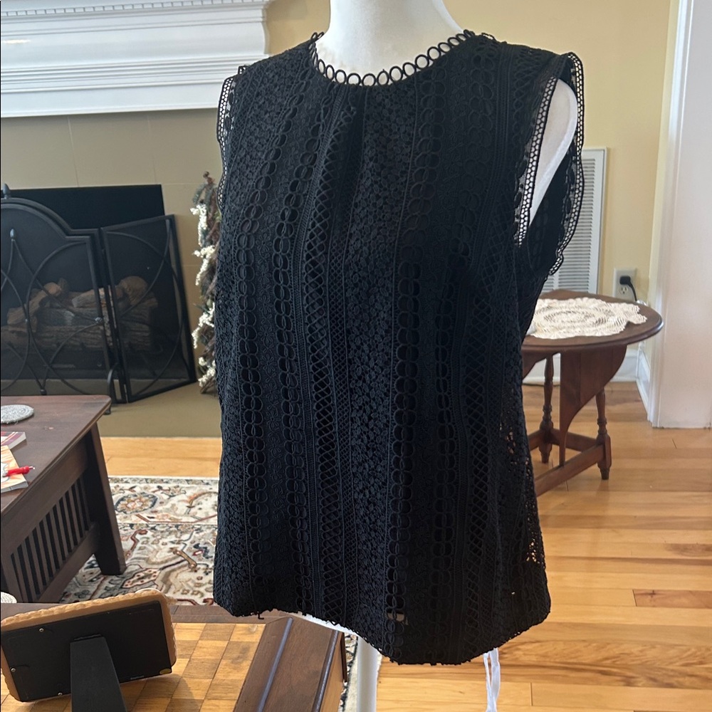 J.Crew Black Lace Lined Sleeveless Women’s Blouse